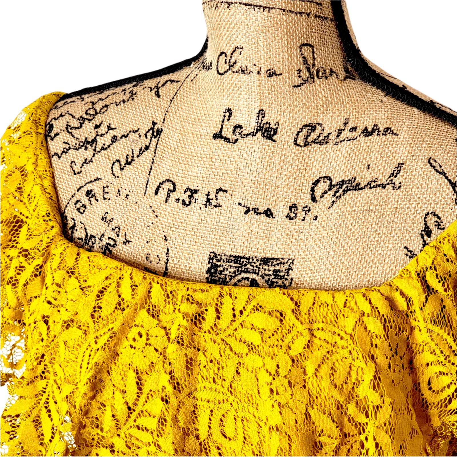 Lulus Yellow Romantic Ruffle Lace Maxi Dress Sz Small Boho Cottagecore Dramatic
