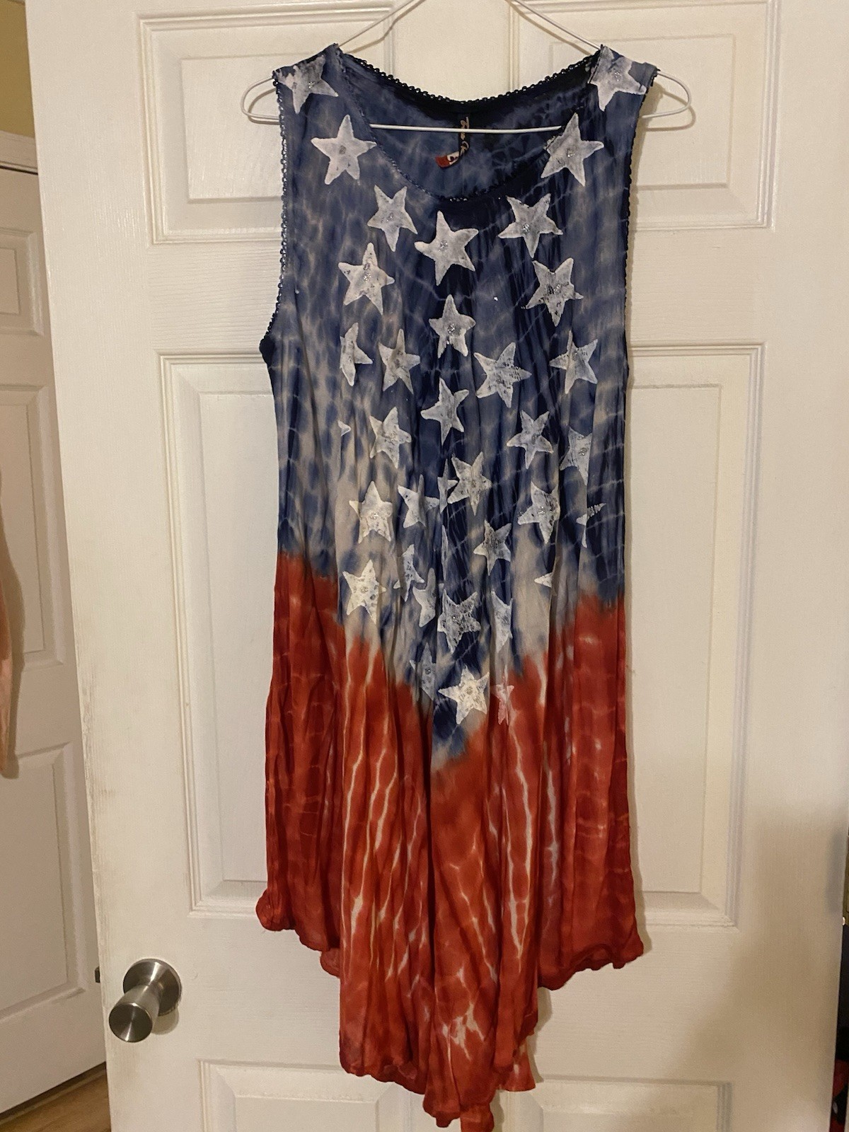 ACE FASHION American Flag Tank Dress Free Size Glitter Rayon F2