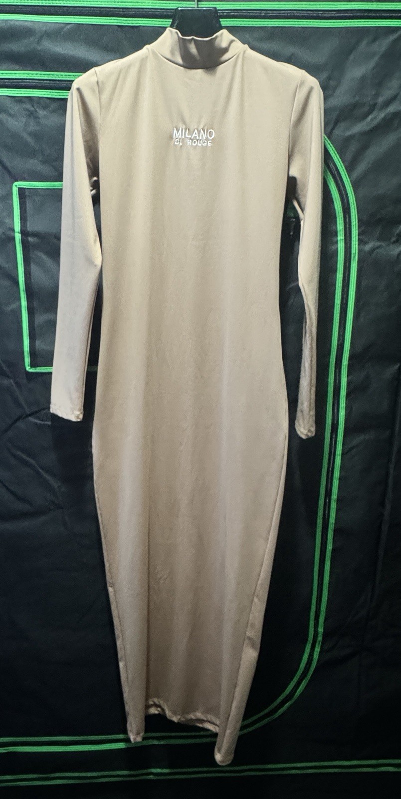 Size XL – Milano Di Rouge long-sleeve maxi dress Nude