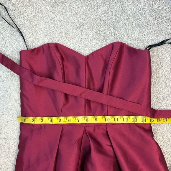 Alfred Sung D699S Strapless Hi-Low Gown Burgundy 8