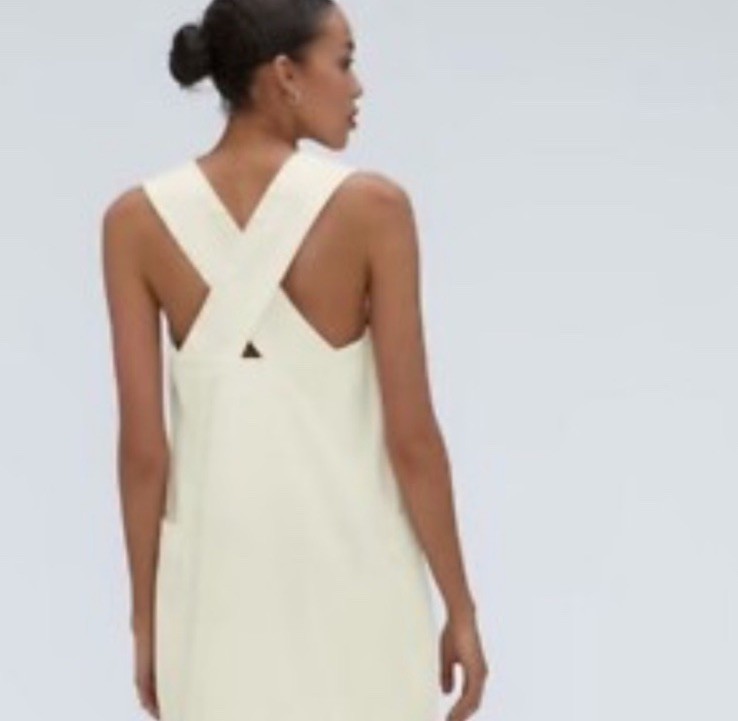 Everlane The Cross – Back Apron Mini Dress Ivory Size Small