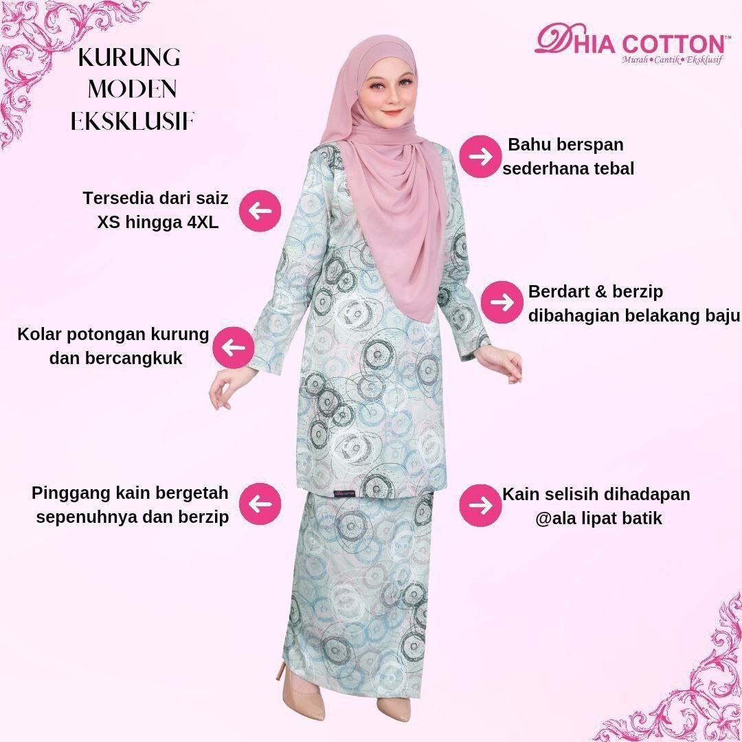 Baju Kurung Moden cotton S Labuh Longgar Kain Lipat ala Batik inc. shipping fee