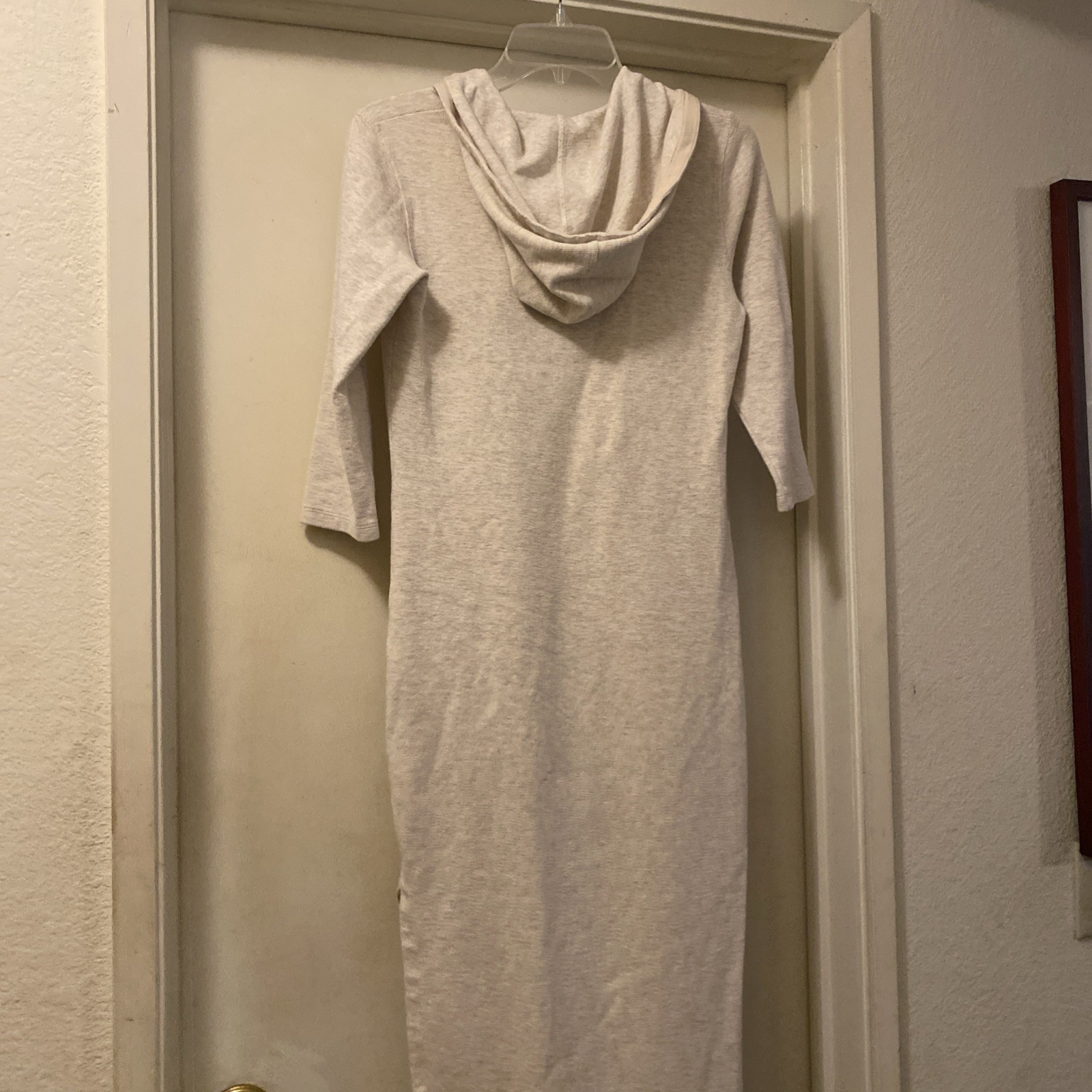 Ann Taylor Hooded Long Beige Pull Over Dress With Side Slit, XS