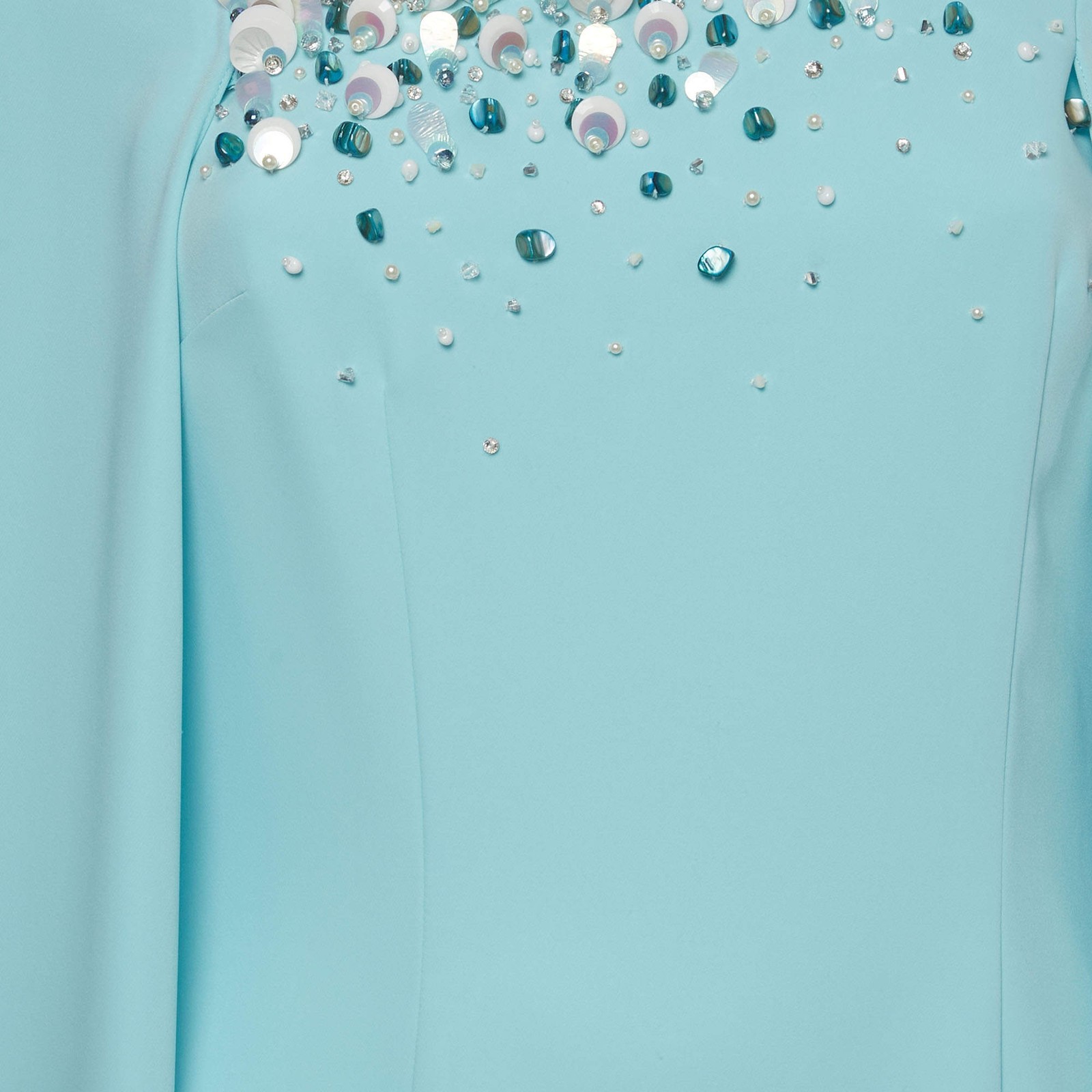 Anatomi Blue Bead Embellished Synthetic Milani Kaftan Dress S
