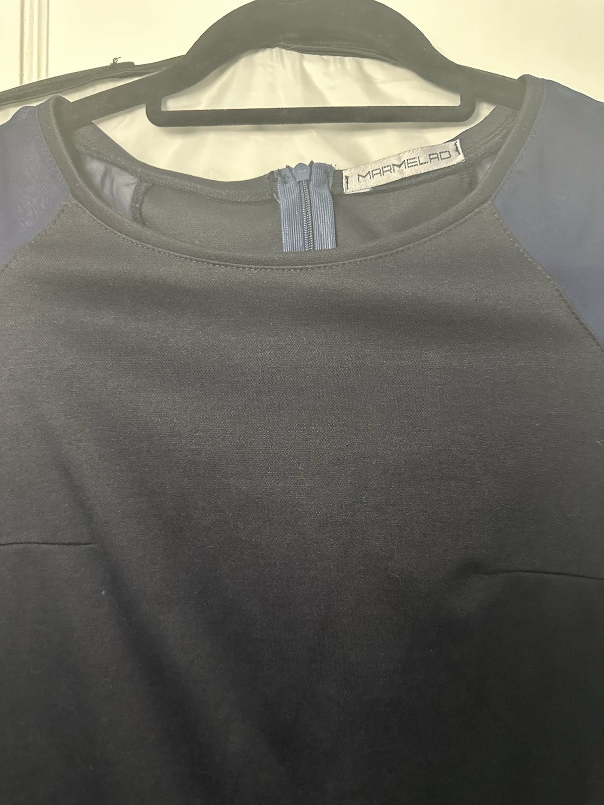 Navy Blue Midi Dress See Through Long Sleeve Made In Ukraine