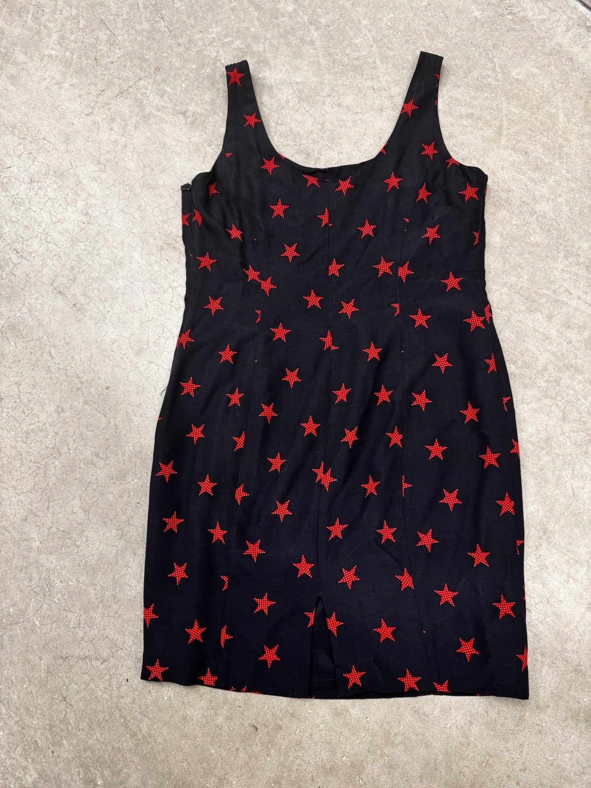 Finity Studio Sleeveless Mini Dress Navy W/Red Star Print Size 14