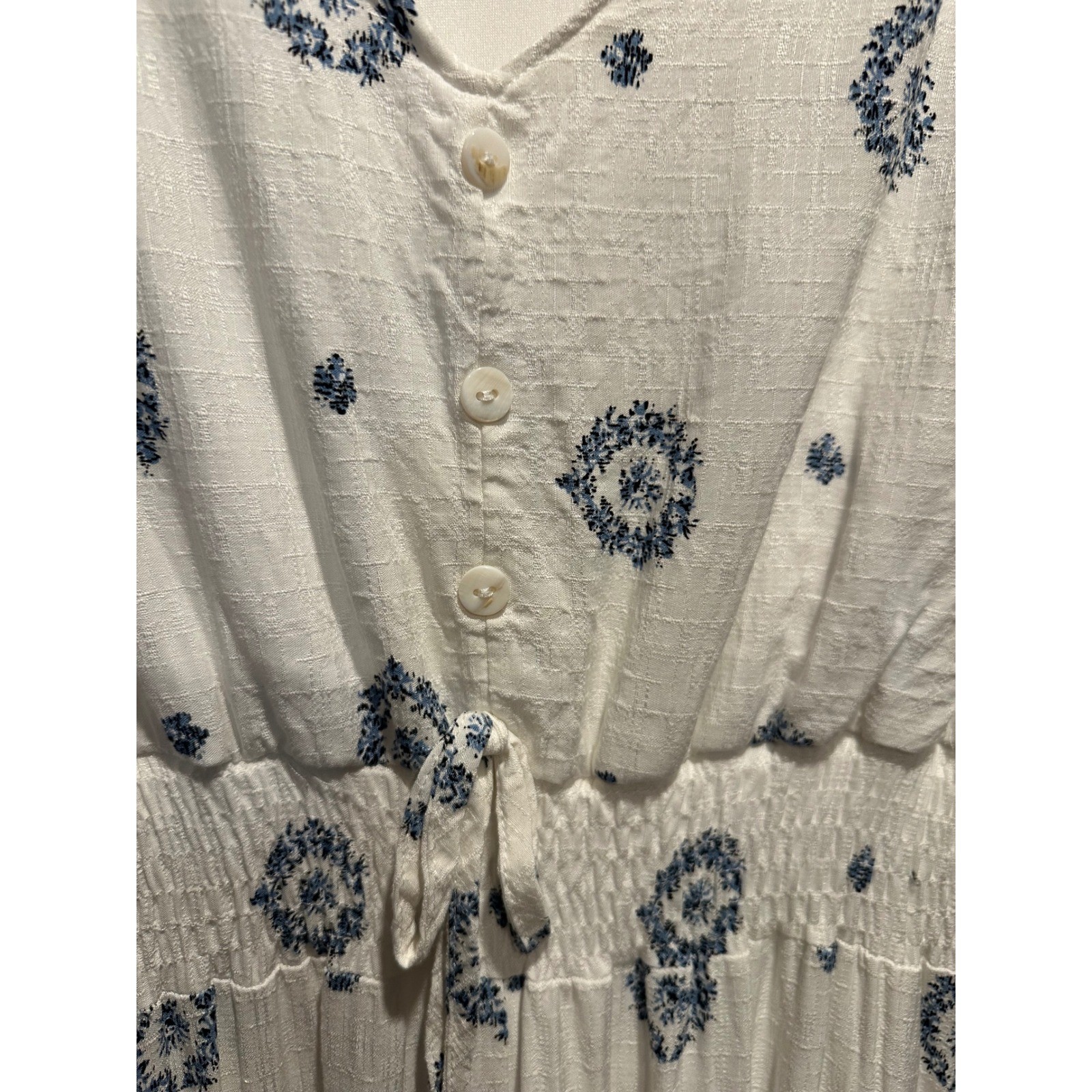 Anthropologie Kindred Blue Paisley High Low Midi Dress Flutter Sleeve Large