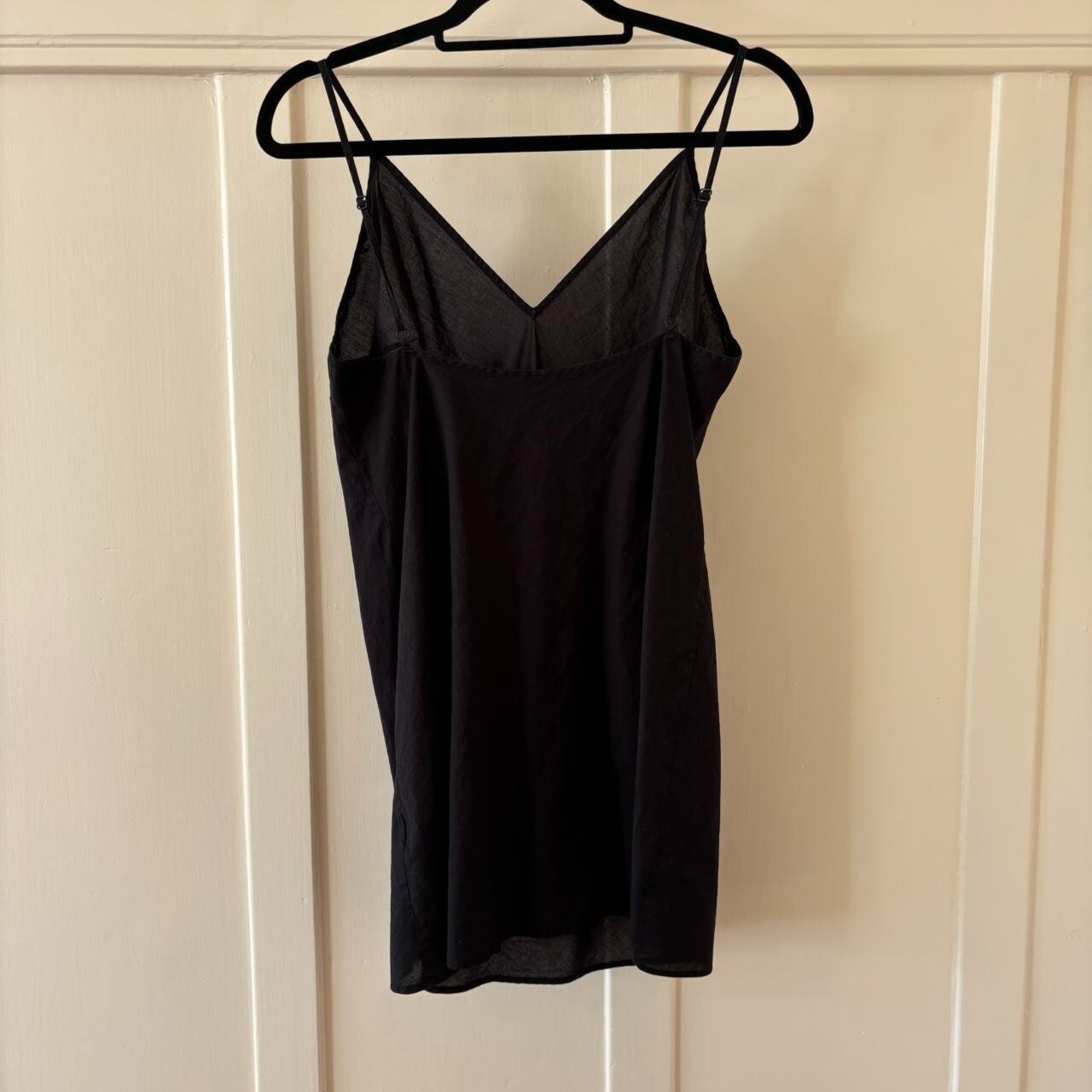 Black Cotton Slip Dress Mini Goth Minimalist XS