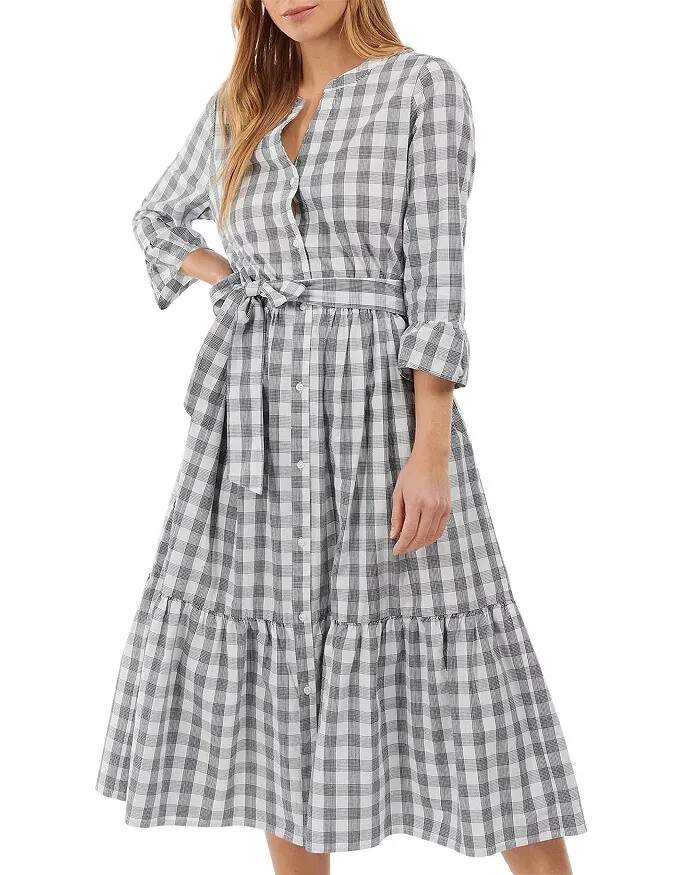Barbour Seamills Check Tie Front Midi Dress L59207 Womens Size US 8