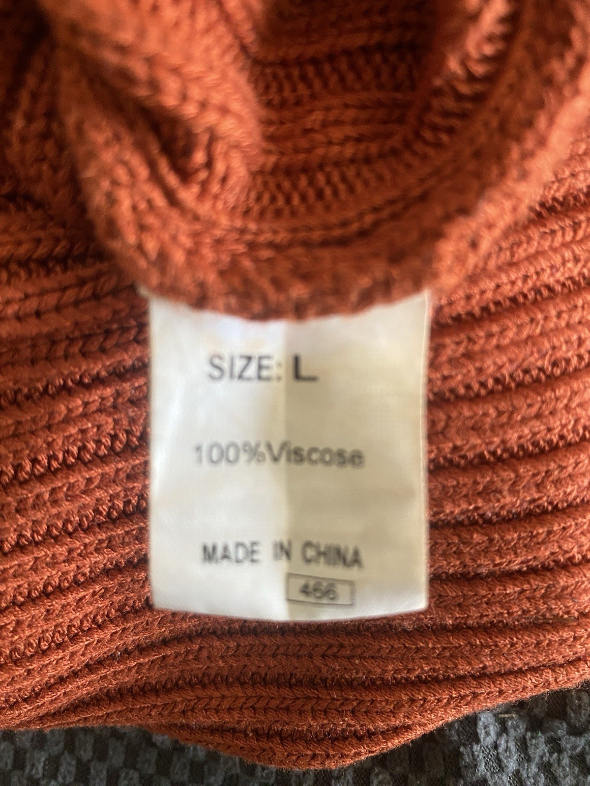 Rust Ribbed Knit V-Neck Sleeveless Bodycon Midi Dress Womens L Viscose