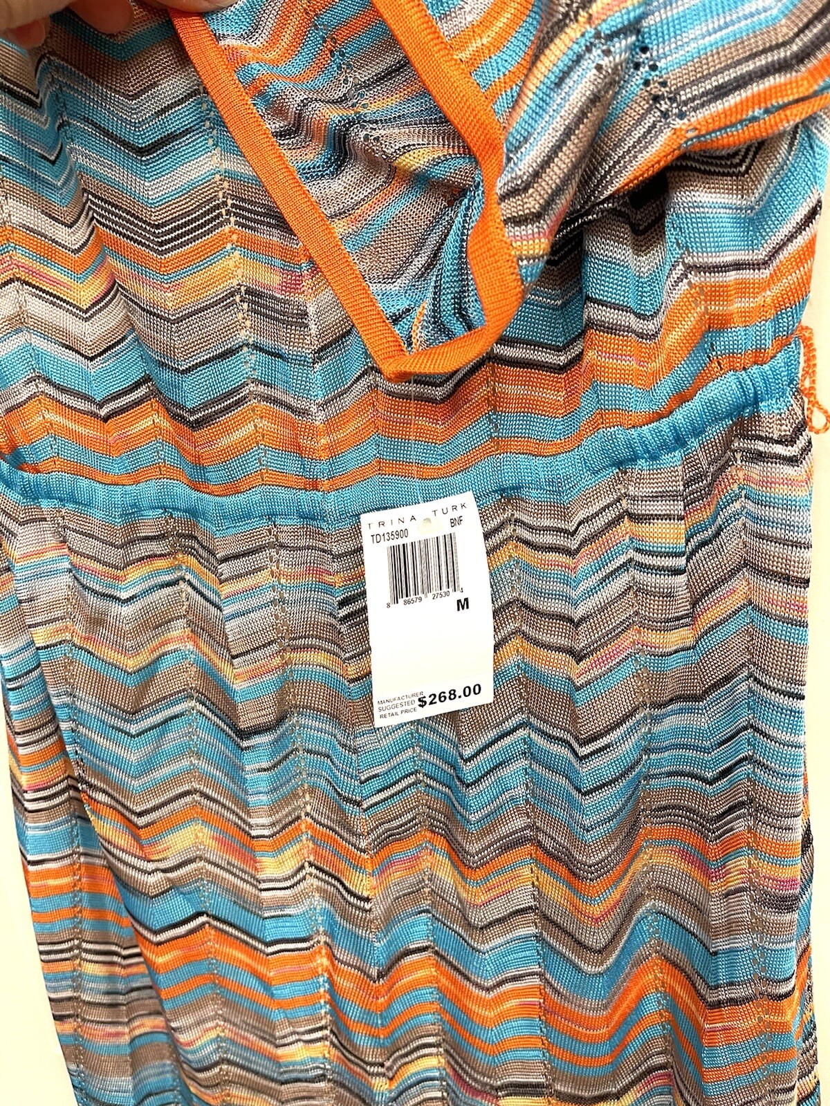 Knit chevron DRESS size medium 268$ NWT boho stunning