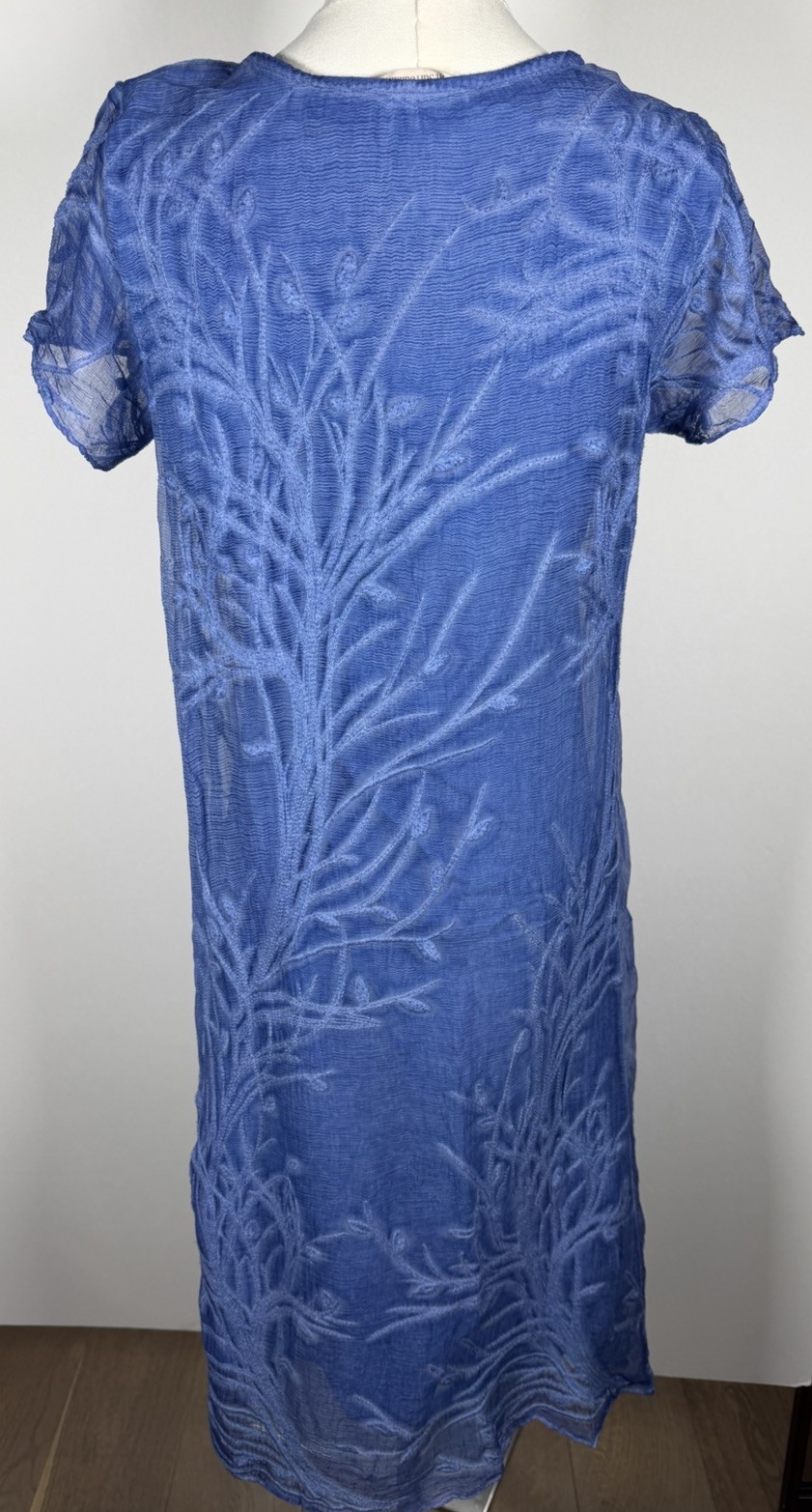 Soft Surroundings blue 100% silk fairy bohemian asymmetrical hem sheer dress XS