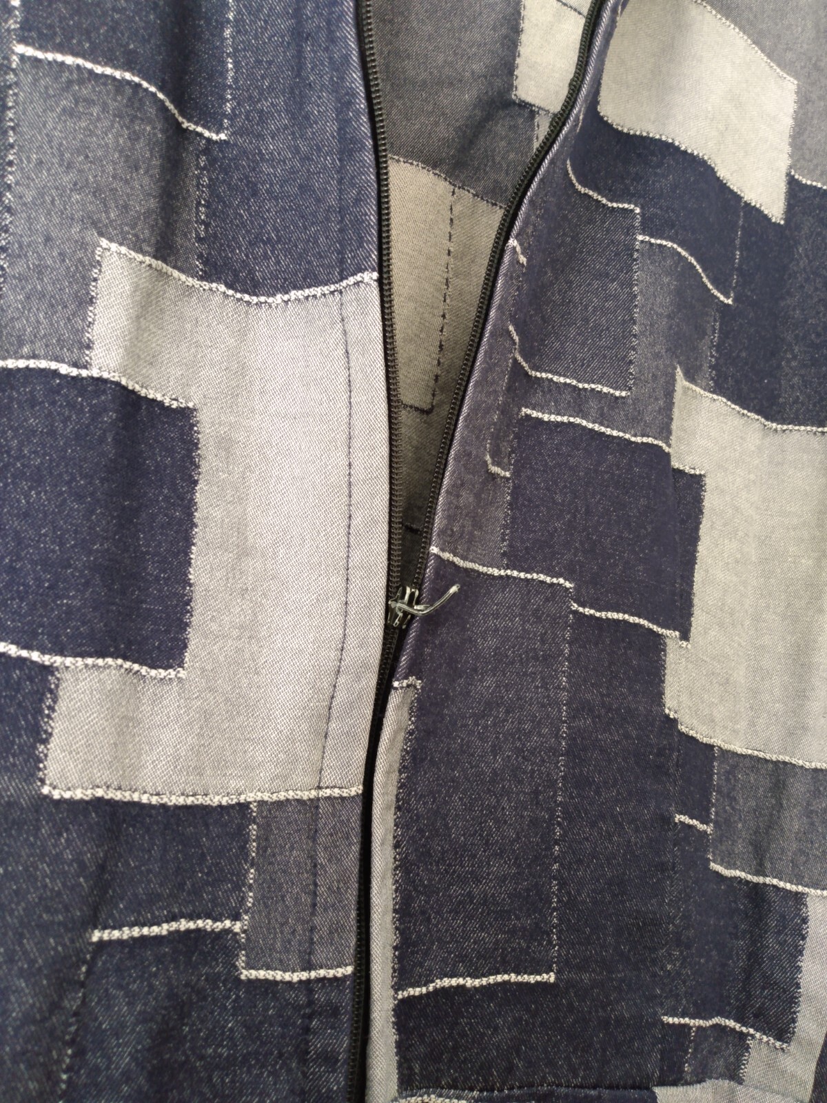 Handmade Denim Jean Patchwork Dress Plus Size 44.5″B 34″W Amish Mennonite Cape