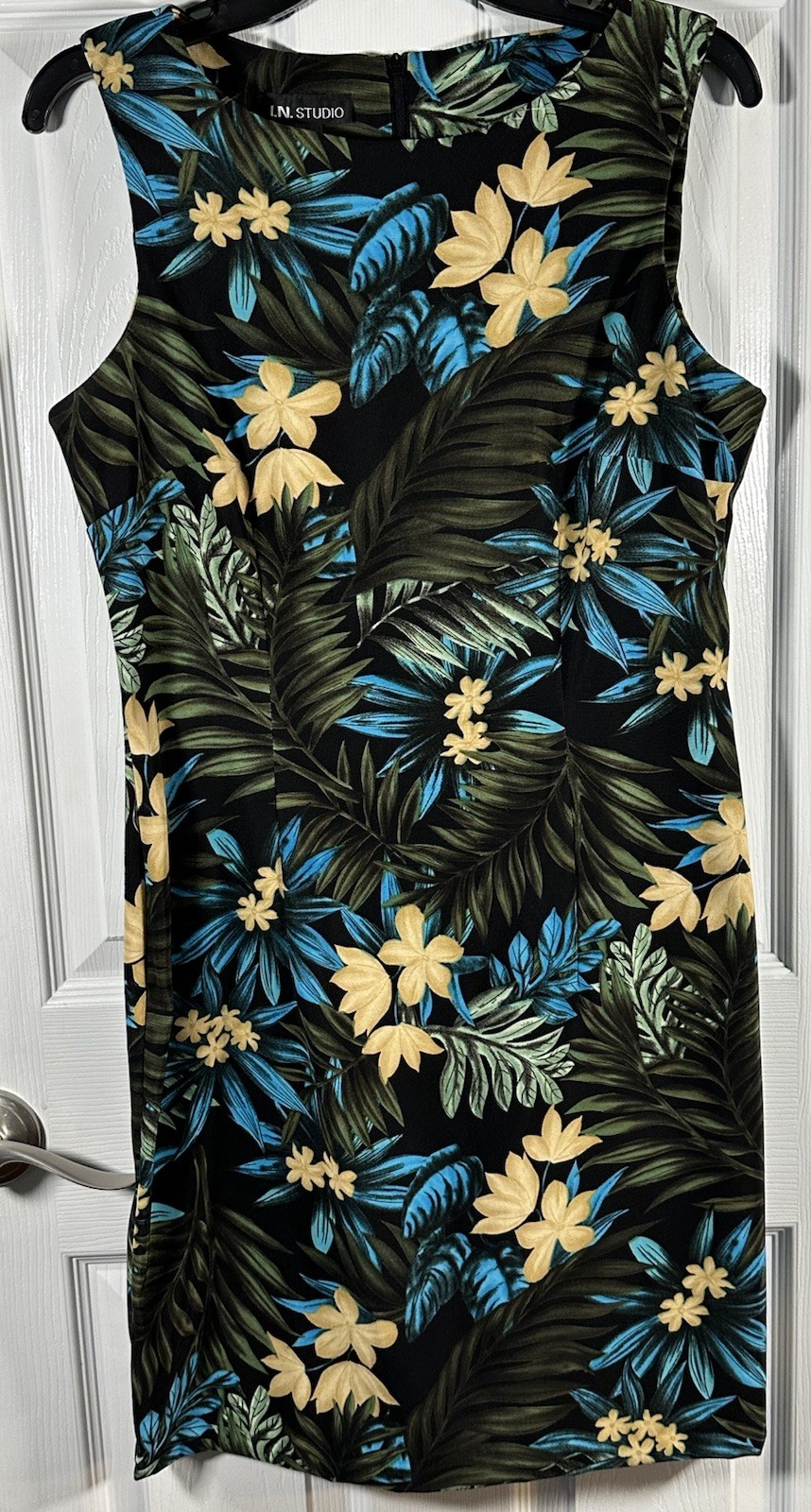 I.N. Studio Women’s Dress Knit Tropical Palm Leaf Size 10 Summer Floral