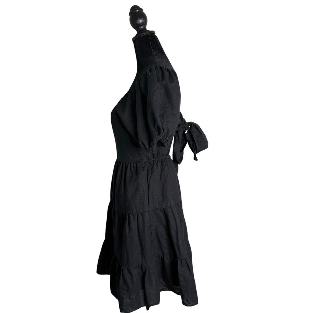 Chelsea & Violet Puff Sleeve Mini Dress Tiered Open Back Milkmaid Size XS