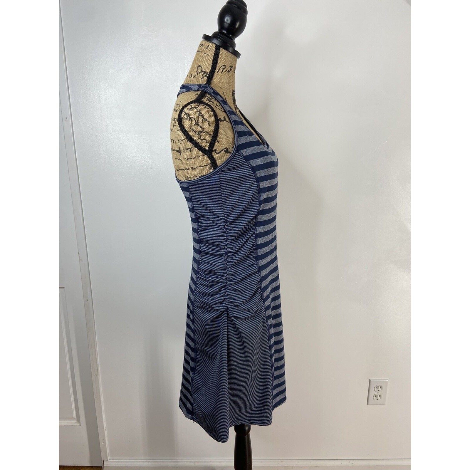 Lola by AFG Striped Racerback Athletic Dress Bodycon Women’s Medium Ruched Sides