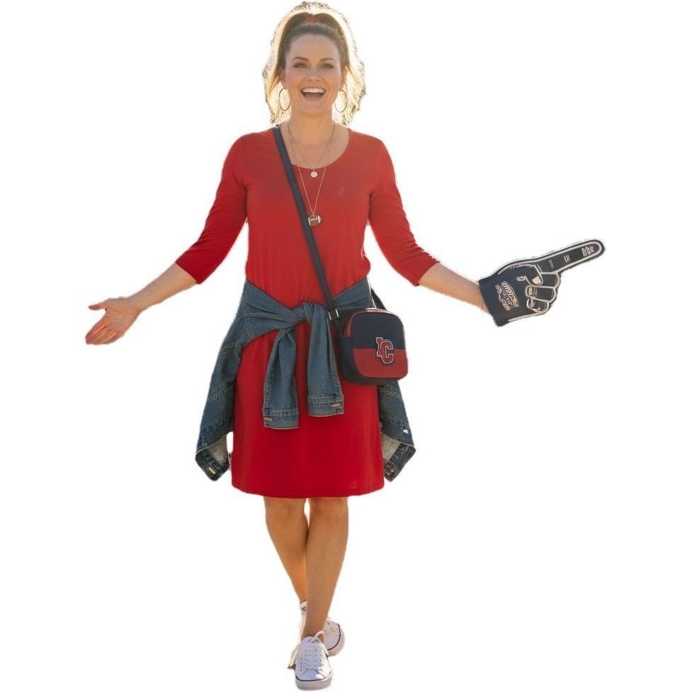 Lolly Wolly Doodle Red 3/4 Sleeve T-Shirt Dress Womens Size XL Gameday Casual