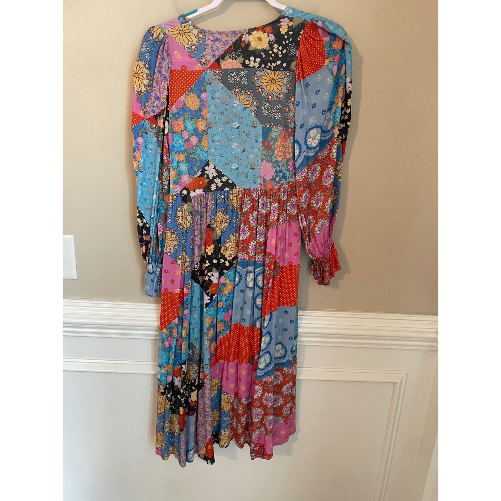 Spell & The Gypsy Cha Cha Boho Patchwork Floral Print Midi Dress Size XS
