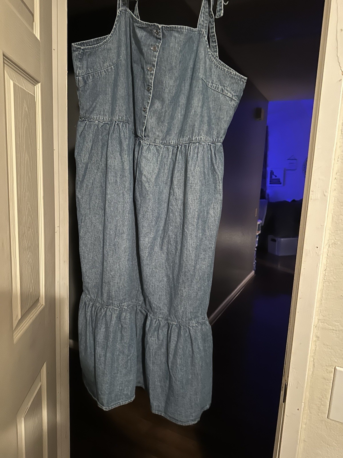 City Chic Ankle Length Tie Denim Chambray Dress Woman’s Plus Size 22 NWT