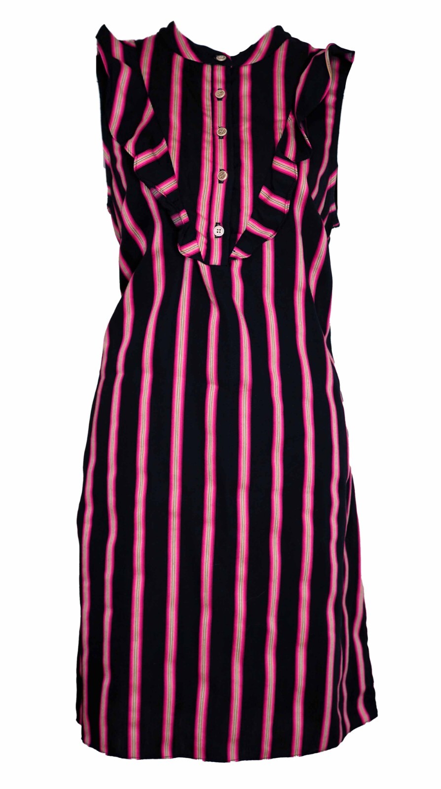 ALICE & TRIXIE Angela George M Dress Black Neon Pink Striped Western Ruffle
