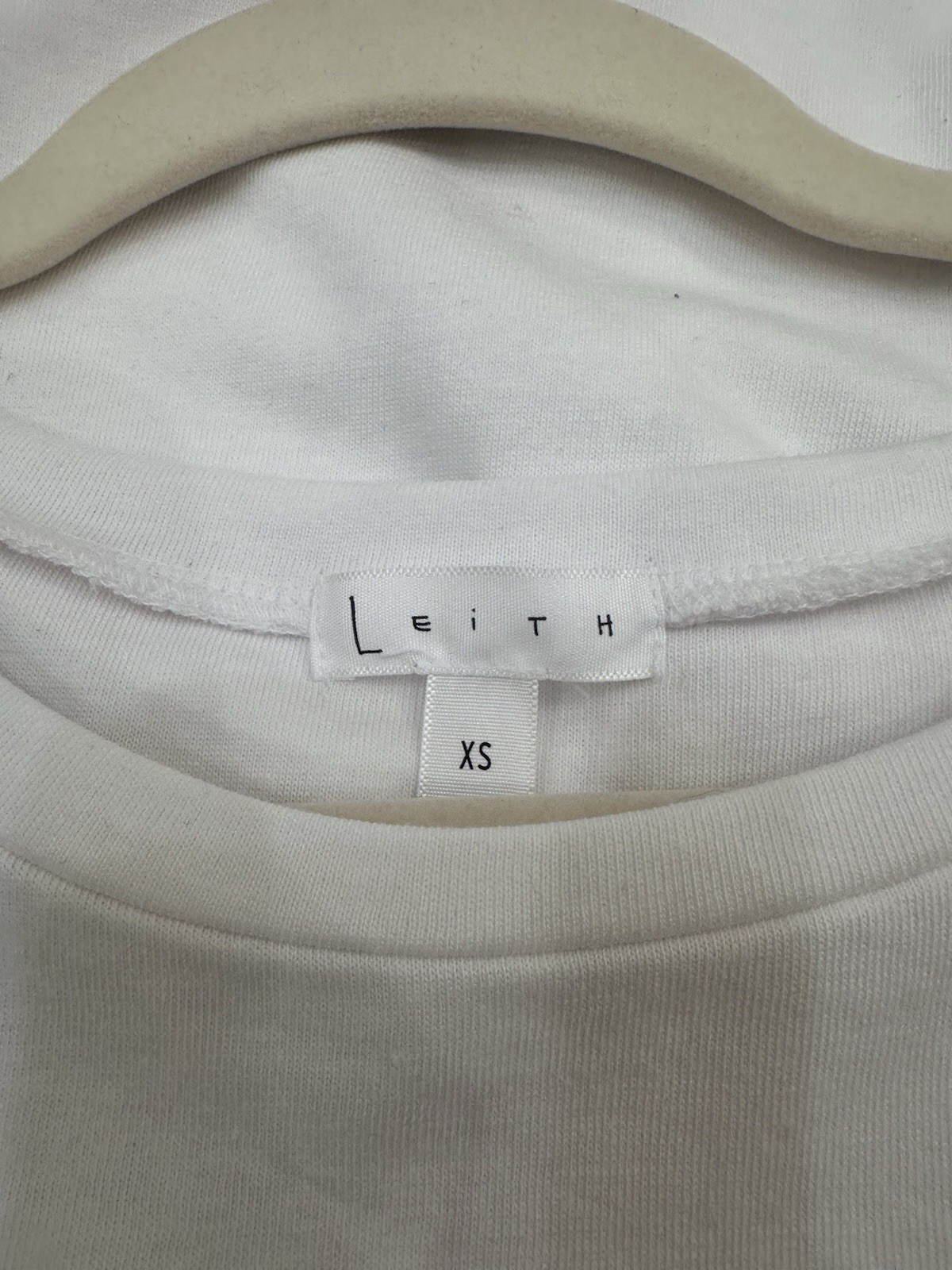 Leith White Round Neck Sleeveless Ruched Stretch Knit Bodycon Midi Dress XS