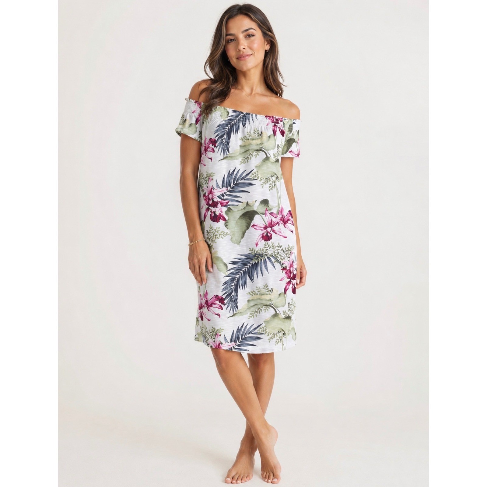 Tommy Bahama Tropical Floral Off Shoulder Shift Dress Size Medium