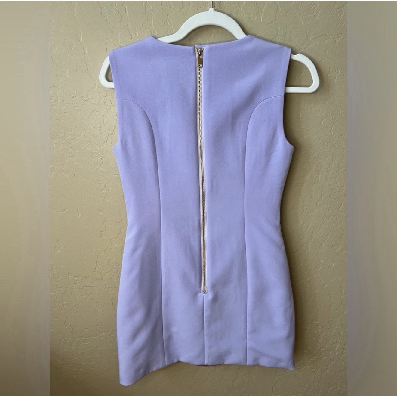 Solid Purple Lined Mini Dress Square Neck Sleeveless Button Front Back Zip M