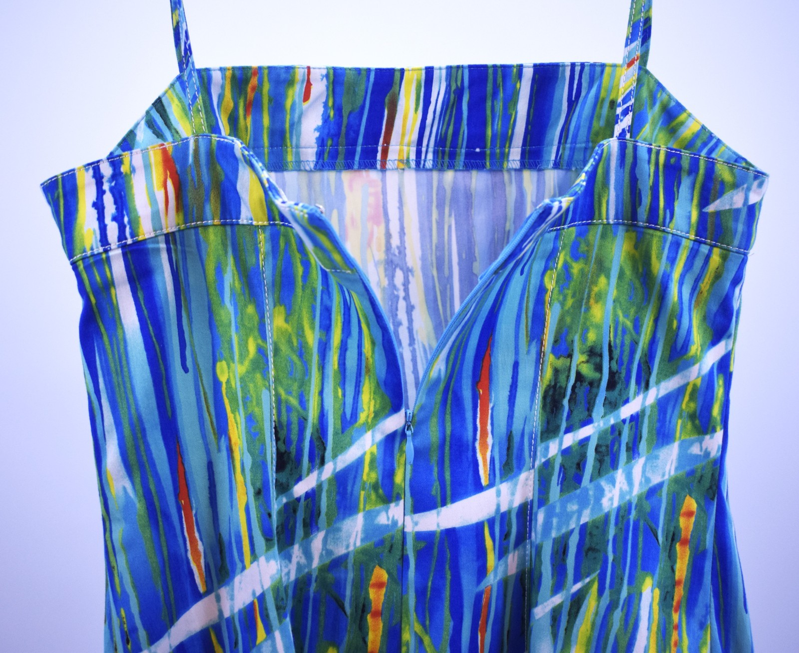 Alberto Makali Spaghetti Strap Watercolor Abstract Mini Dress Size 8 Y2K USA