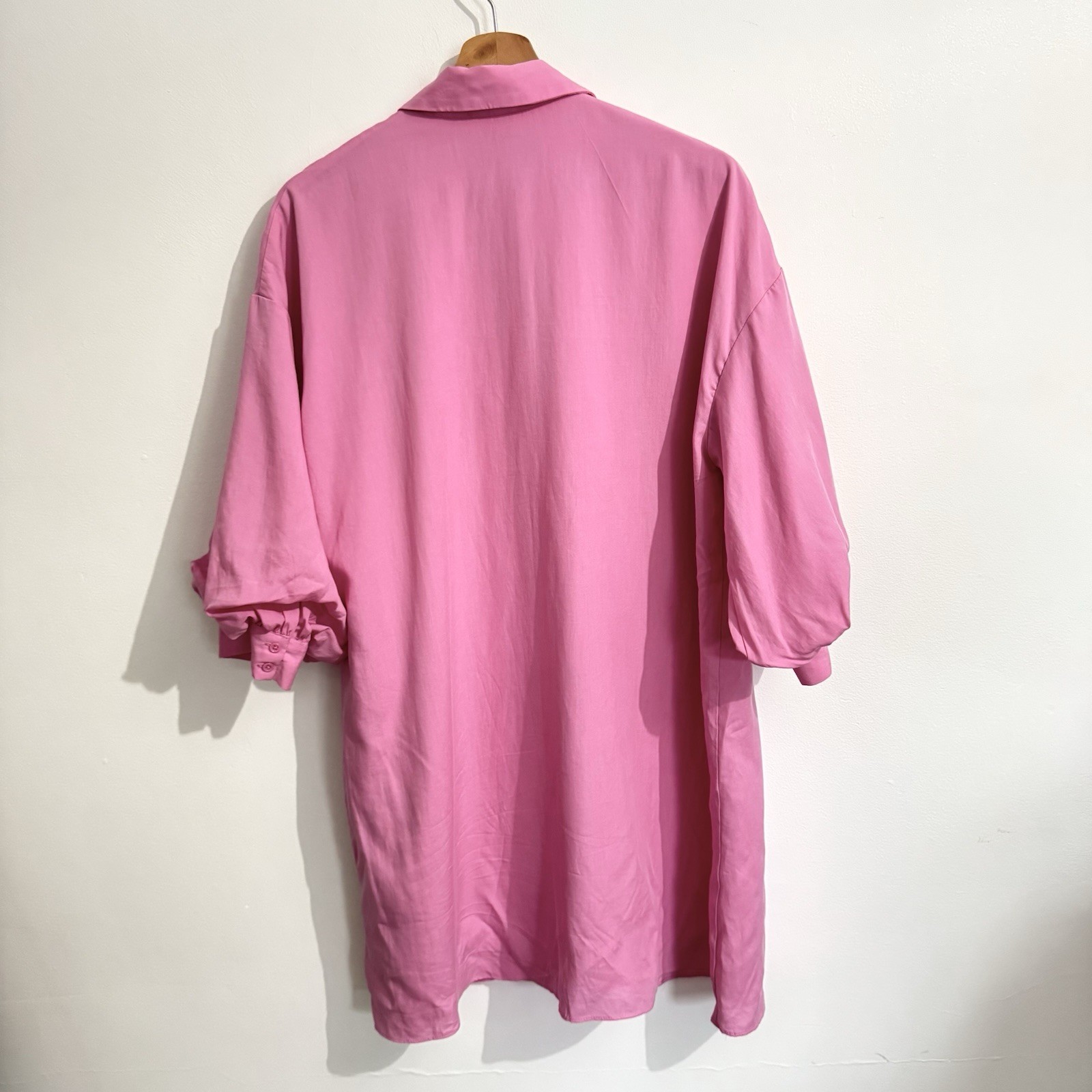 Endless Rose Pink Puff Balloon Sleeve Button Up Shirt Dress Women’s Size Small S