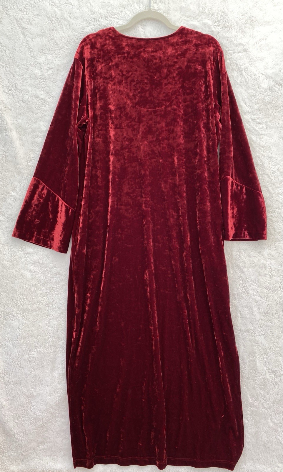 Cabernet Womens Red Crushed Velvet Velour Bell Sleeve House Dress Size Medium