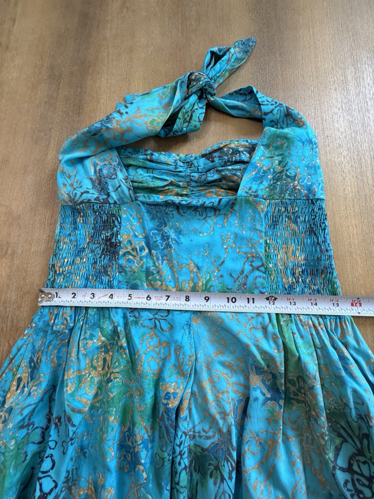 Bali Batiks Vintage A-Line Midi Halter Dress Large Hand Painted Resort Wear