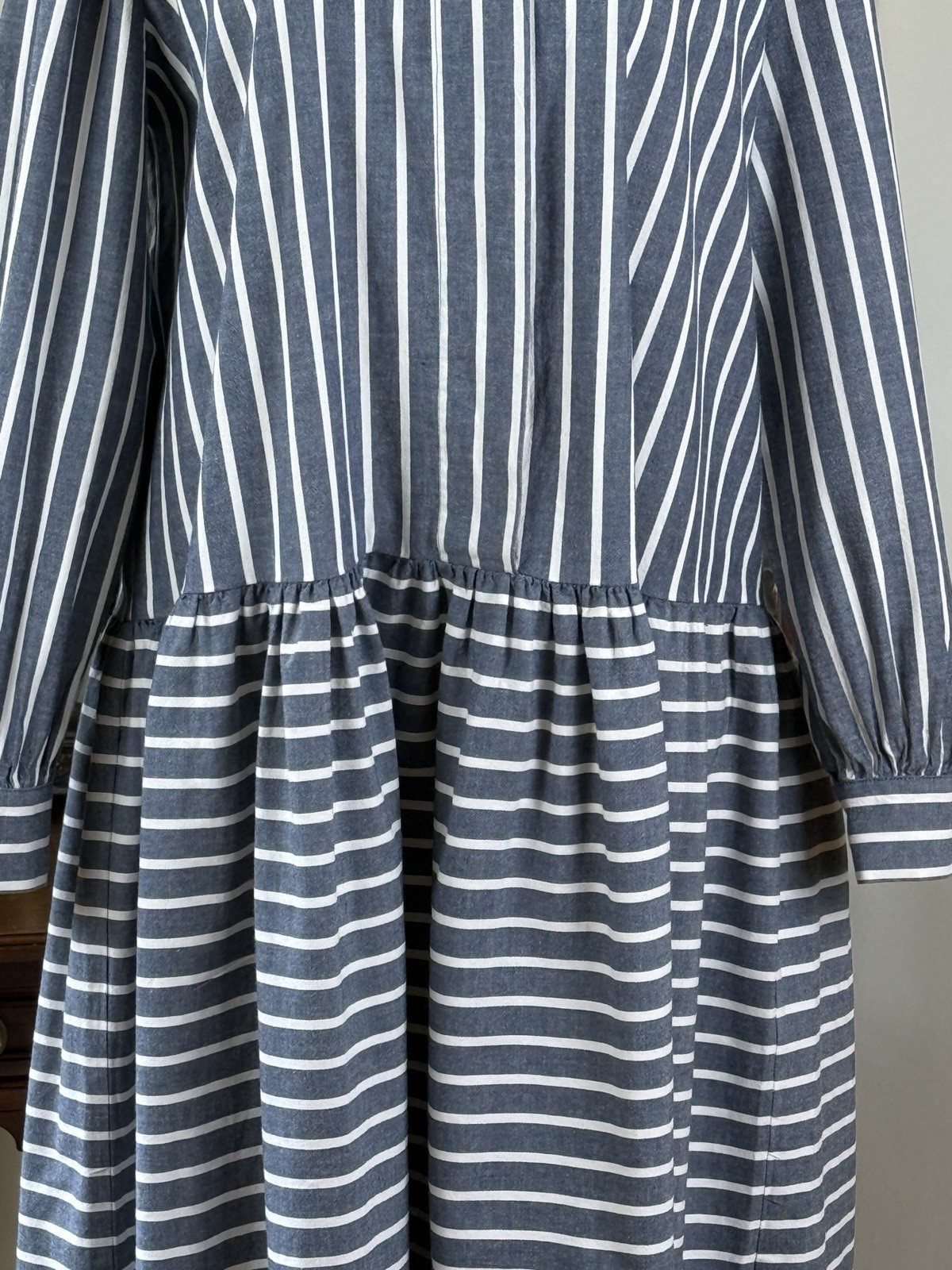 Outstanding £129 Masai ‘Octala’ Blue/Grey White Stripe Stretch Cotton Midi XL
