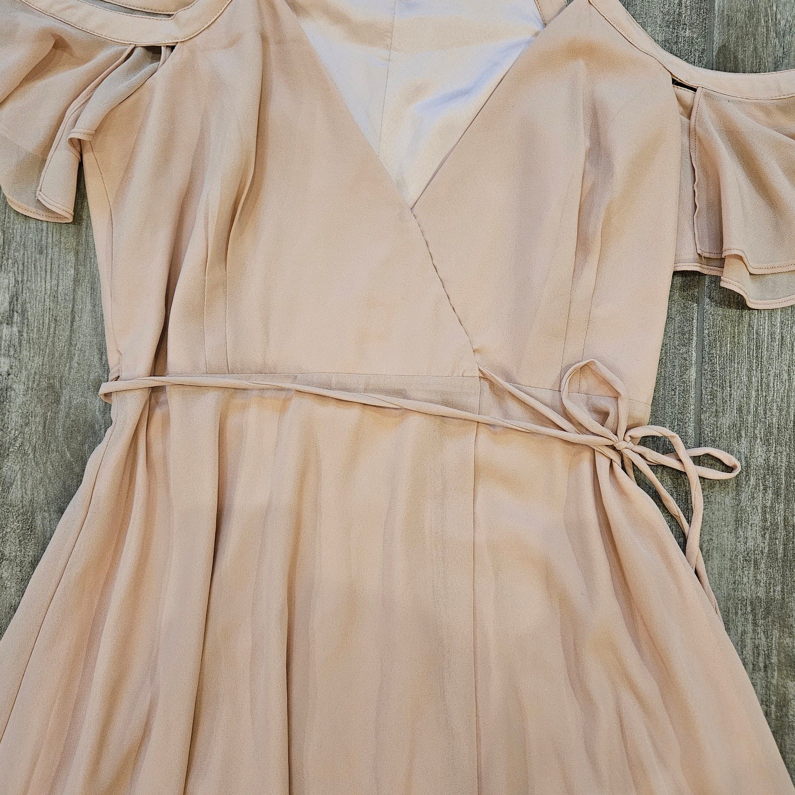 Lulus Maxi Formal Wrap Dress Size S Easy Listening Blush Cold-Shoulder Wedding