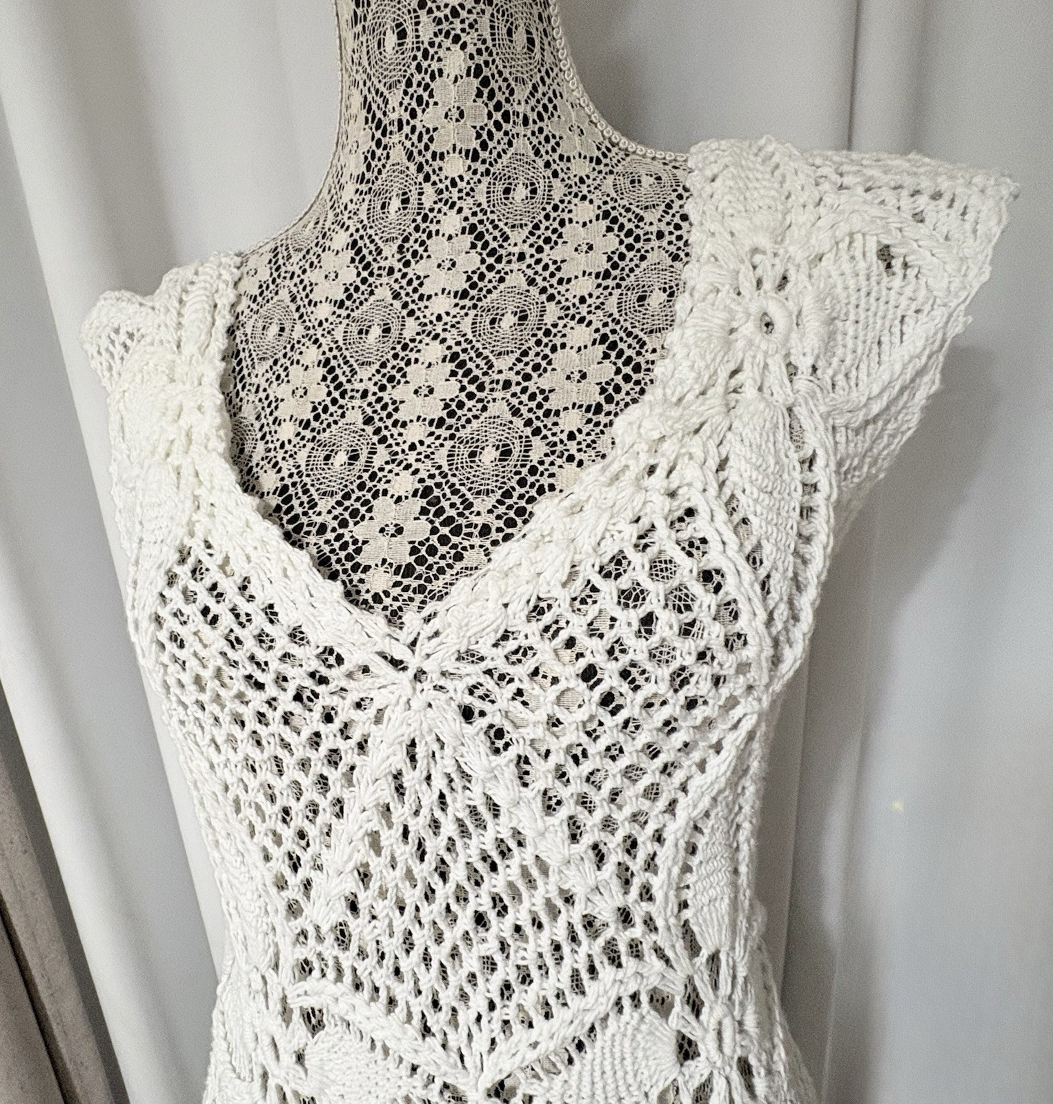 Sexy White Crocheted Mermaid Body Con Stretch Dress One Size Unbranded