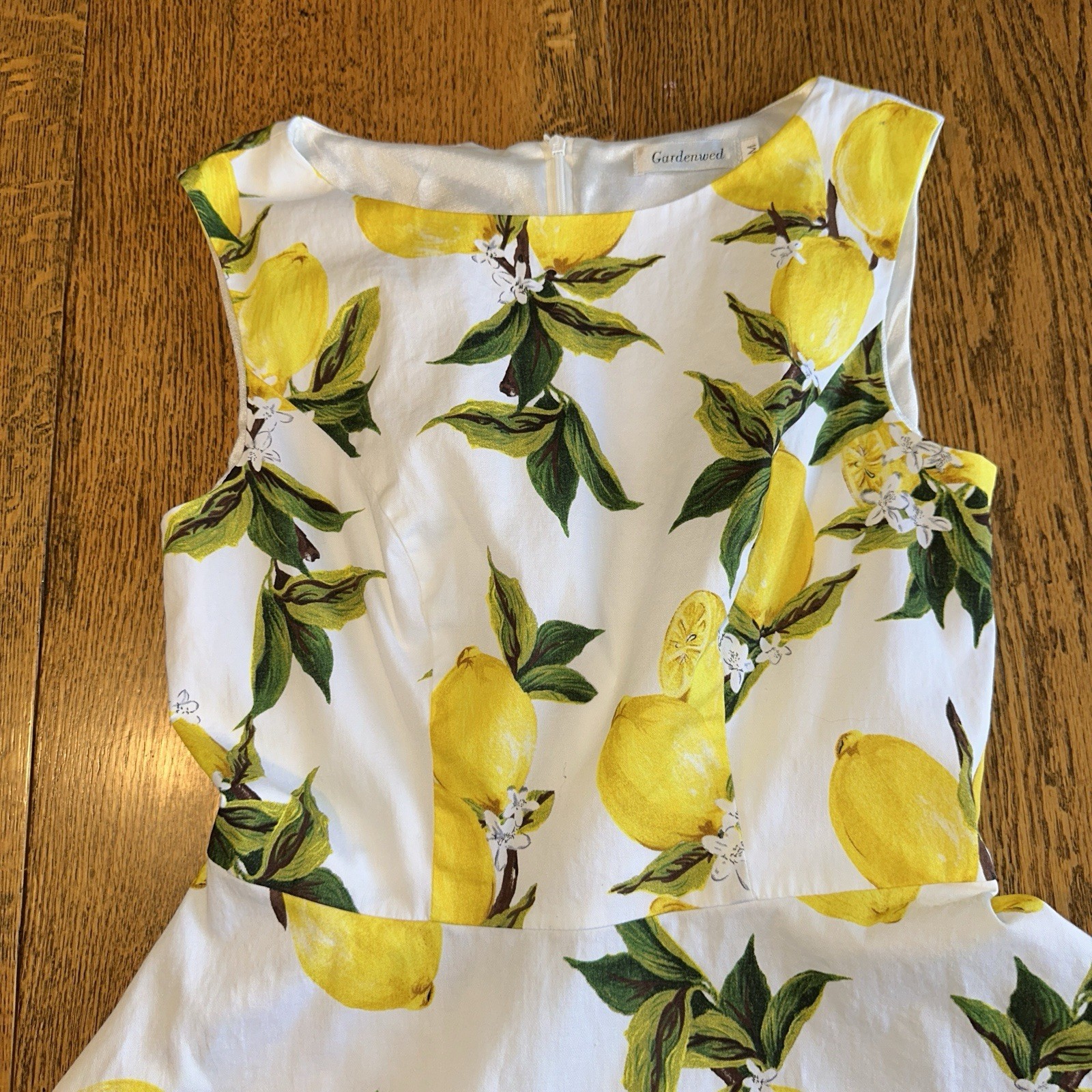 Retro Lemon Dress Medium Euro Summer Cottagecore Romantic Fit Flare Gardenwed
