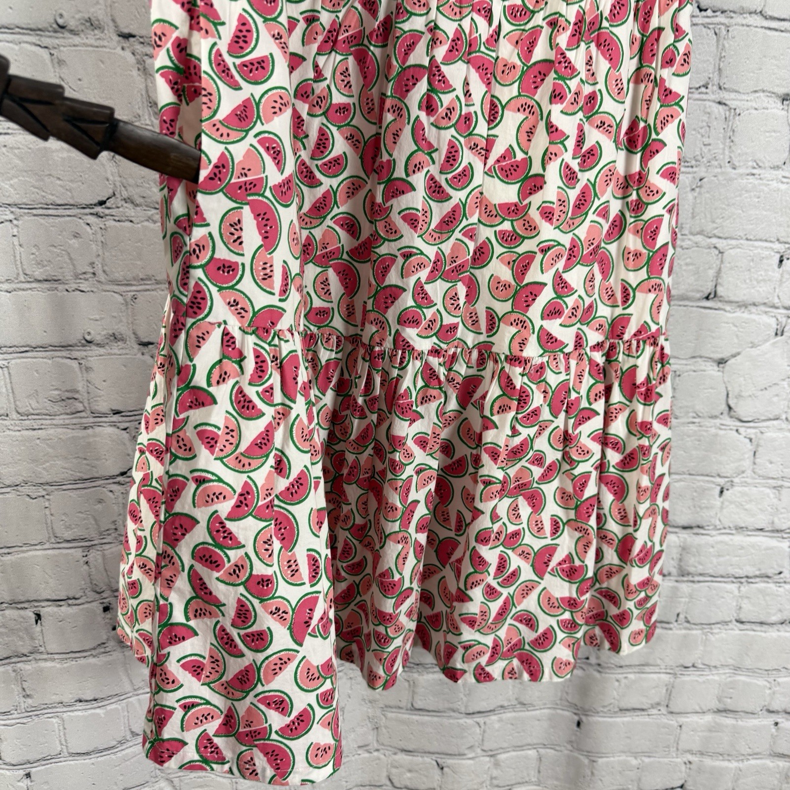 J.Crew Cotton Poplin Watermelon Print Tiered Mini Dress Sleeveless Women Size 4