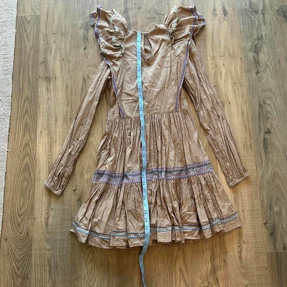 Something Navy Jolie Embroidered ruffle tiered boho longsleeve mini dress M