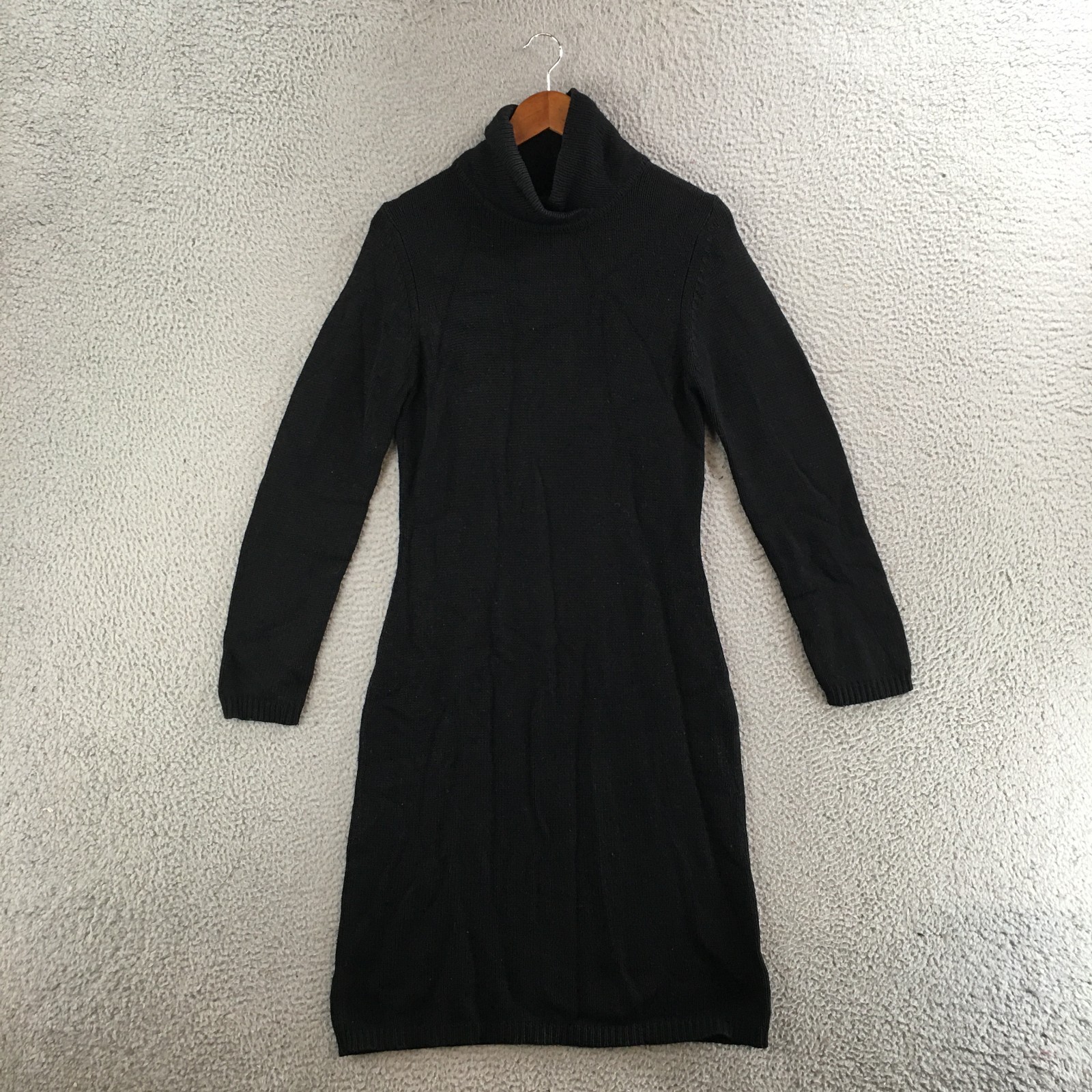 Lauren Ralph Lauren Turtleneck Sweater Dress Womens Large Black Silk Cashmere