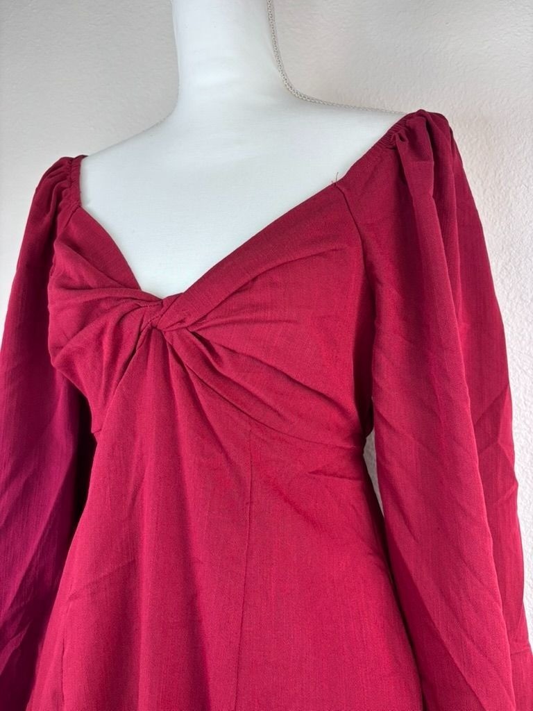 BalticBorn medium red Rosalie back tie midi maxi dress boho long sleeve wedding