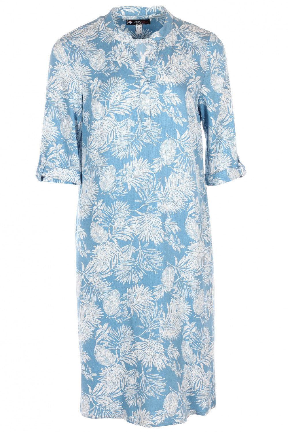 Cotton blue dress with leaves Size 2, 4, 6, 8, 10 US Fashionable NEW