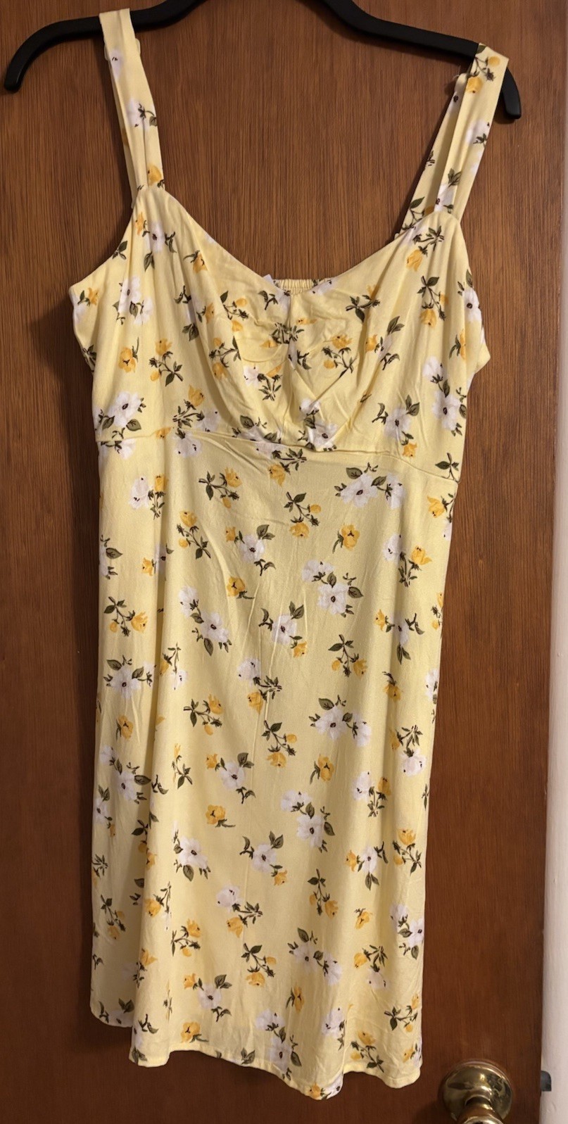 Old Navy Women’s Yellow Floral Strappy Sleeveless Short Dress Pockets Size M