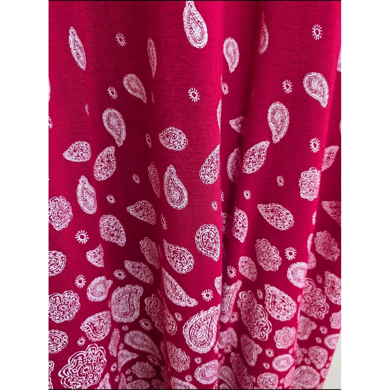 Great Northwest Indigo Paisley Border Tank Dress | Size XL | Raspberry Red