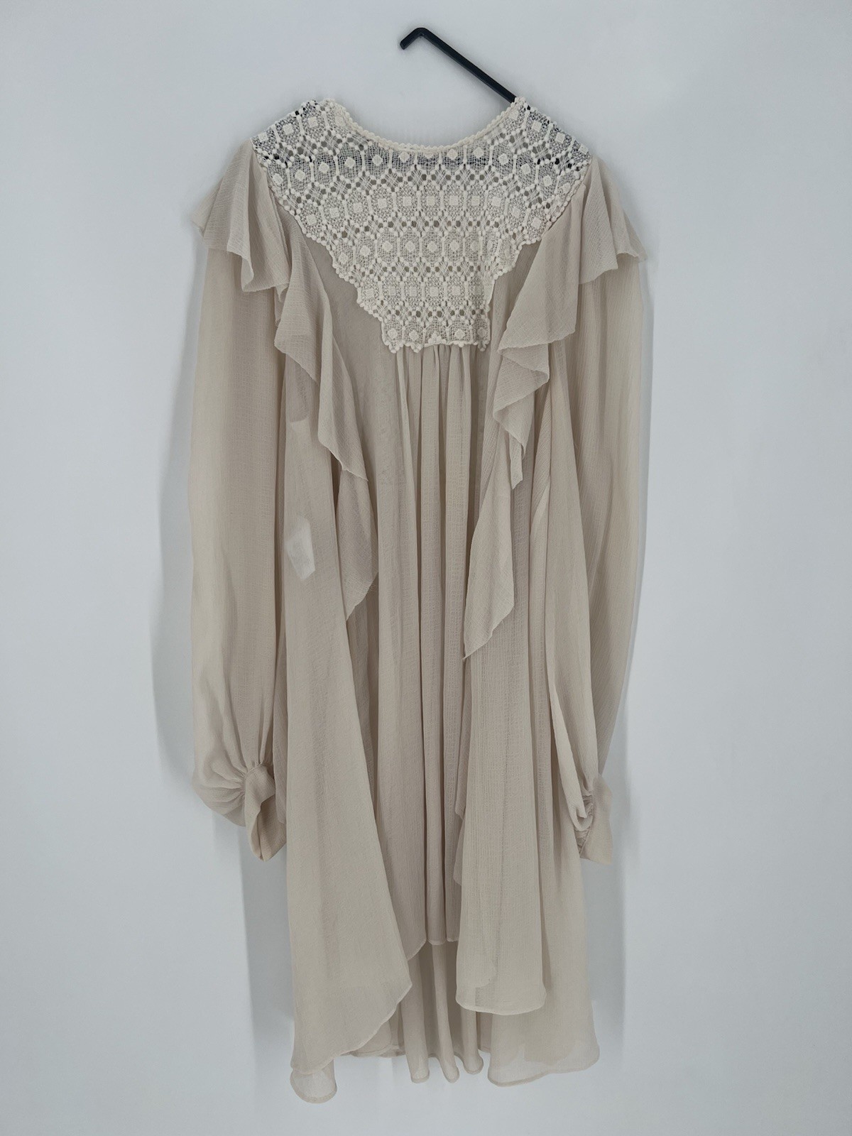 Philosophy Di Lorenzo Serafini Crochet Yoke Ruffle Ethereal Boho Flowy Dress 10