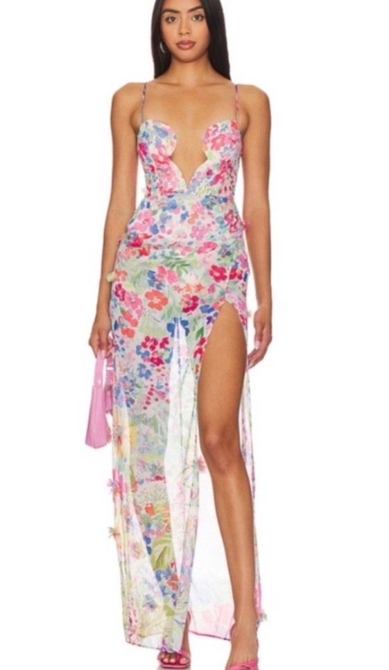 NBD Idres Maxi Dress in Floral Multi Size XXS