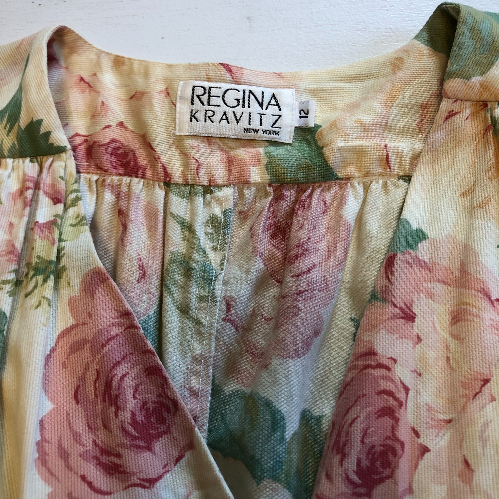 vtg Regina Kravitz 1930s Tulip Style Floral Dress Sz 12 Union Made in USA