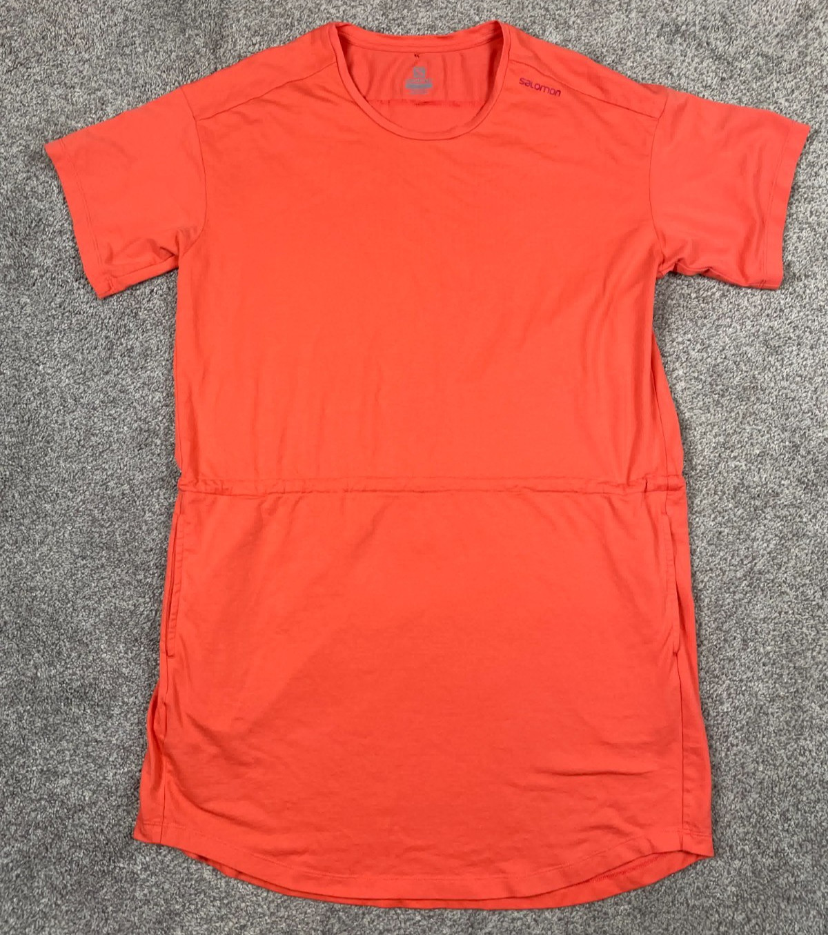 Salomon Dress Womens Large Orange Pockets Tee Classic Athletic Outdoor Everyday