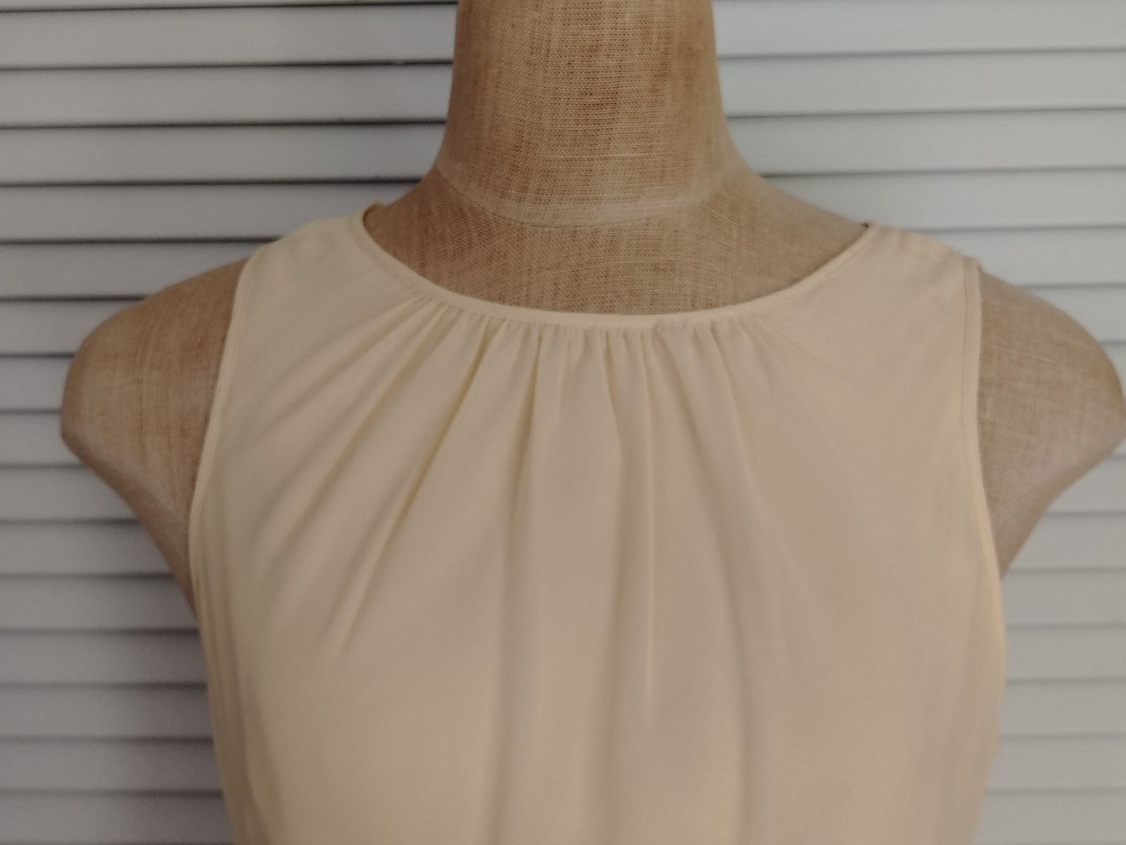 Liz Claiborne vtg 90s Flapper Dress size 10 Sleeveless Drop Waist Beige lined