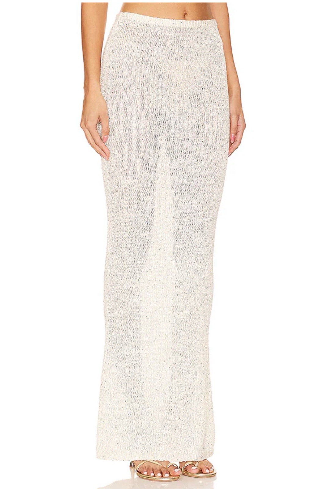 NWT ASTA RESORT Carolina Long Sequin Skirt- Ivory Size XS.