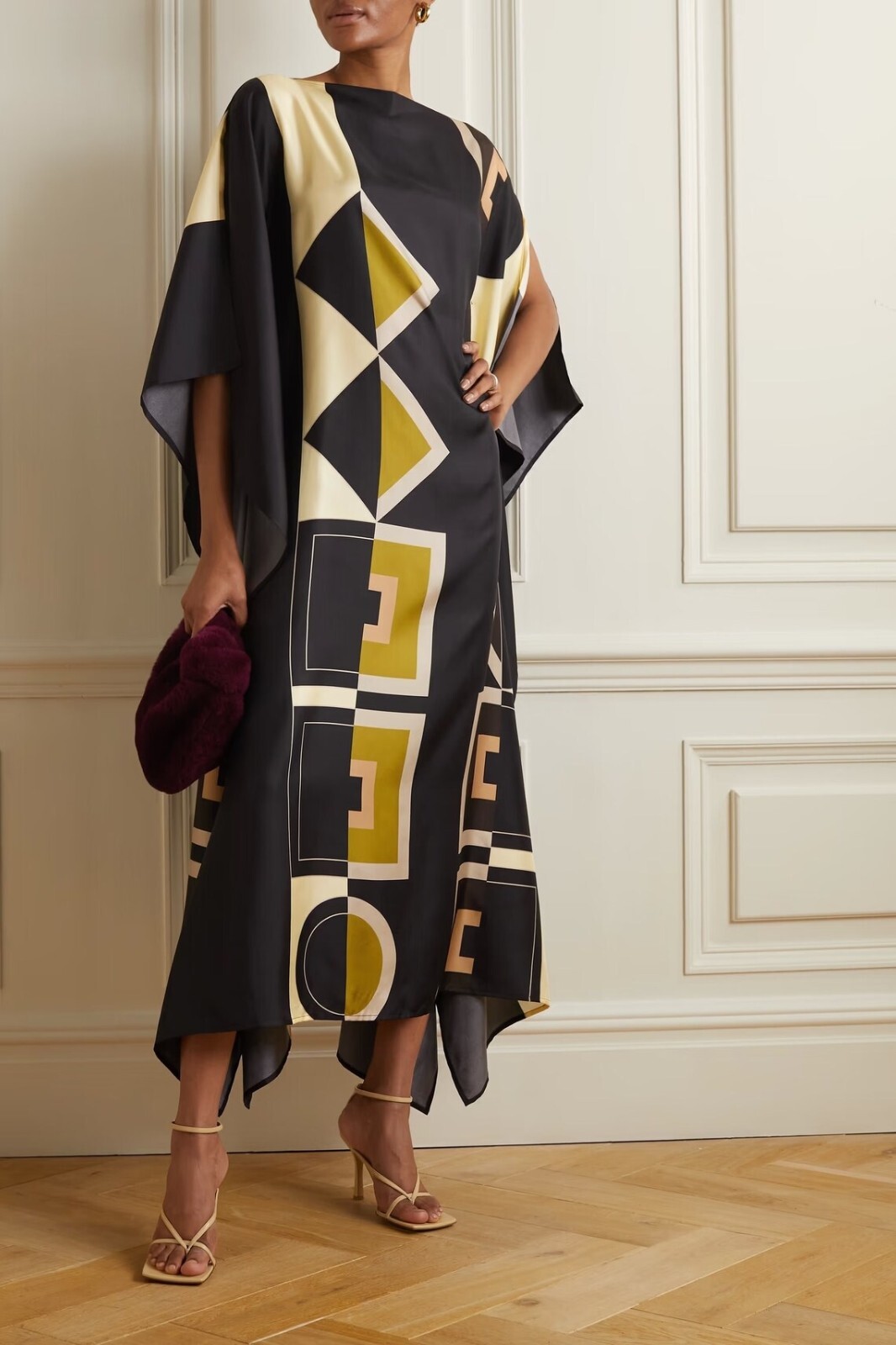 Black Kaftan For Women, Soft Satin Silk Caftan, Gift For Her, Beach Waer J5788