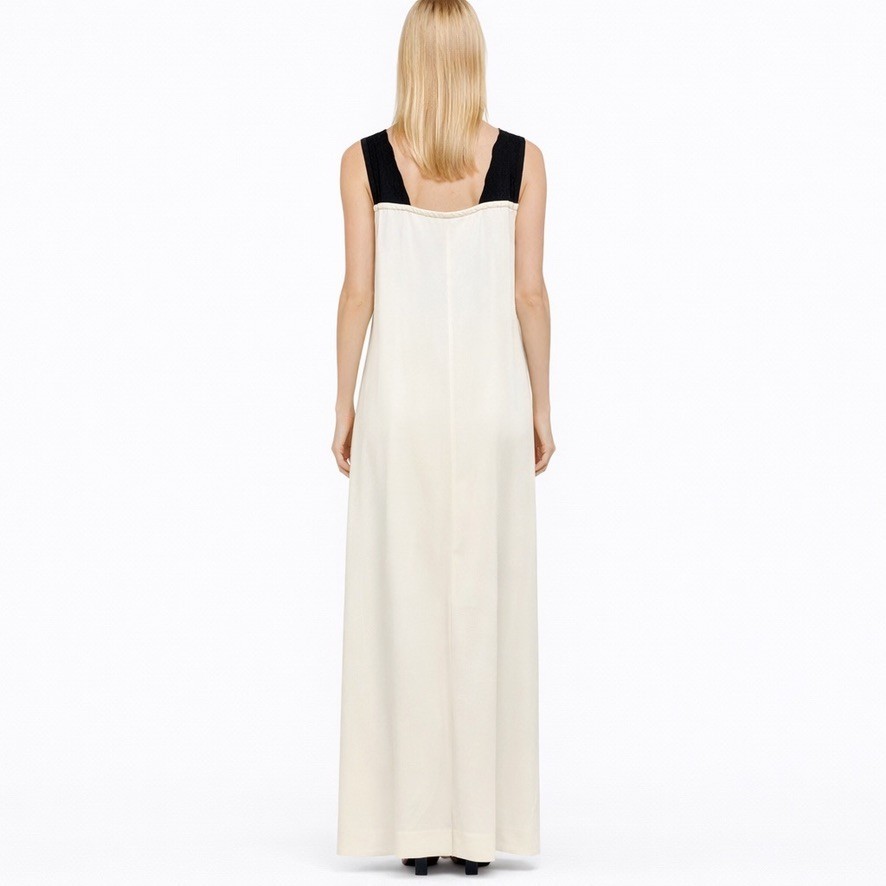 BEVZA Cream & Black Braid Trim Kvitka Maxi Gown Viscose Sleeveless Dress size XS